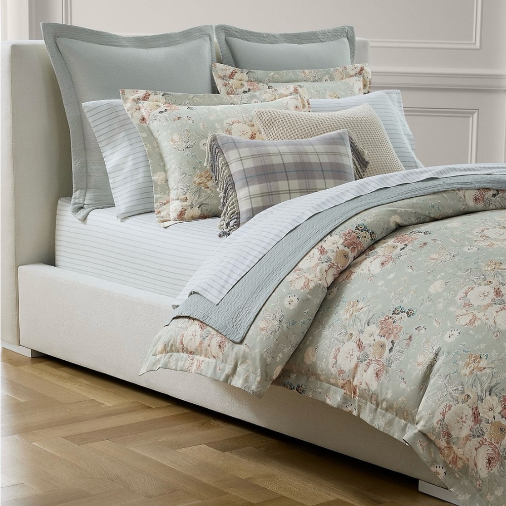 KING 100% Cotton Lauren Ralph Lauren Gwynne Floral 3-Pc. Comforter Set Sage $385